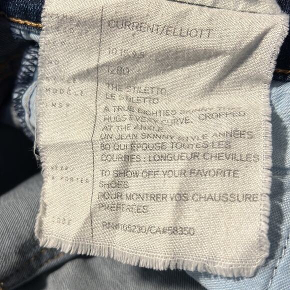 Current Elliott The Stiletto Skinny Low Rise Ankle Jeans Size 25 - Picture 7 of 7